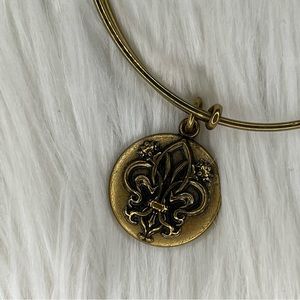 Alex and Ani Rafaelian Gold Fleur De Lis Charm Bangle Bracelet